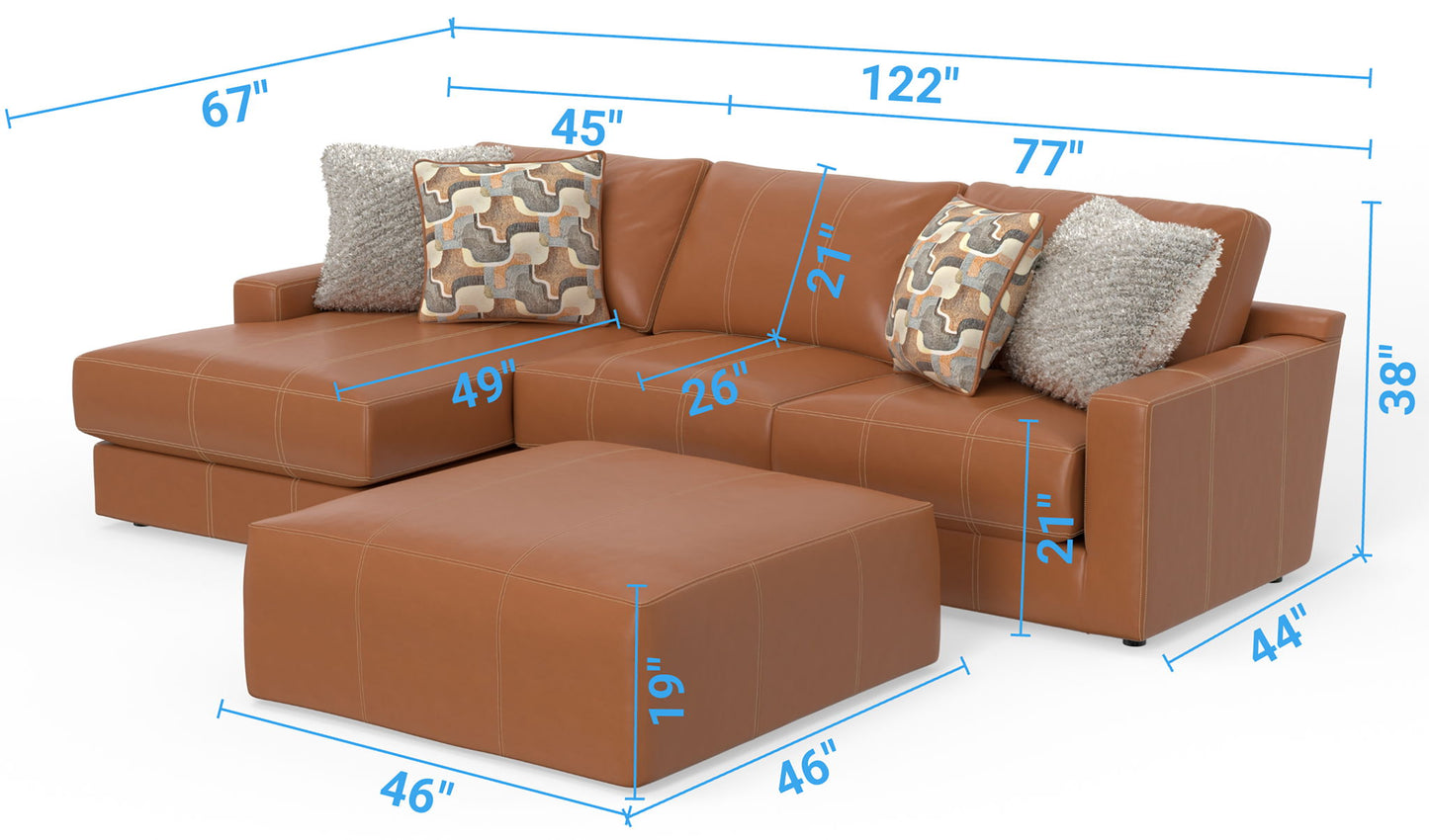 Minori - Italian Leather Sofa / Chaise And Cocktail Ottoman - Hornell Furniture Outlet