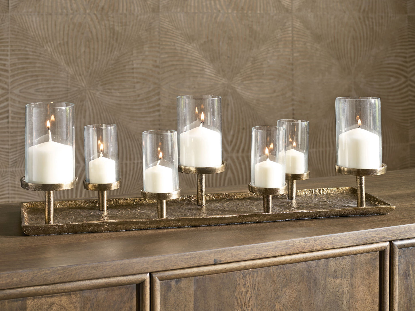 Wallmond - Antique Brass Finish - Candle Holder - Hornell Furniture Outlet