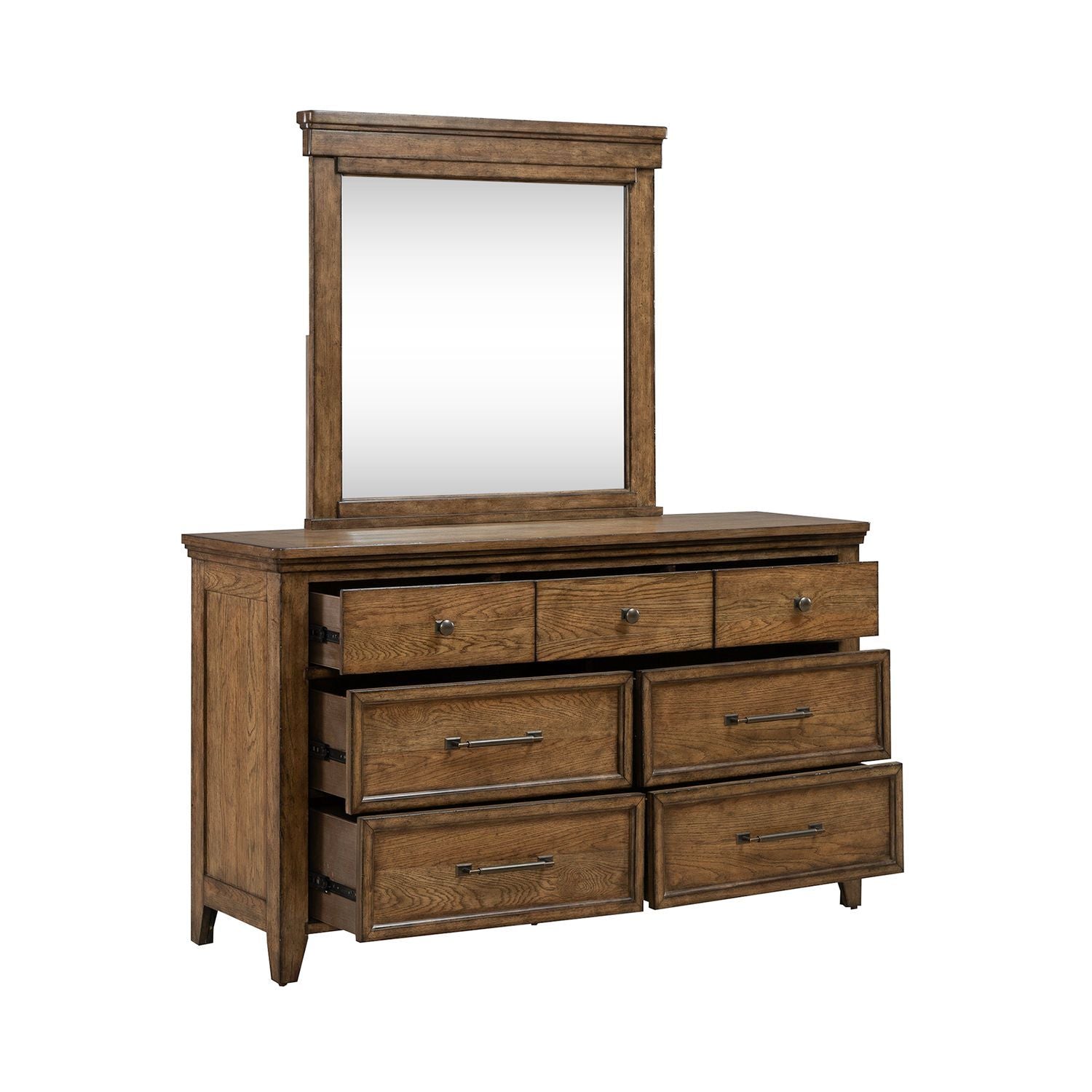 Carolina Park - Dresser & Mirror - Brown - Hornell Furniture Outlet
