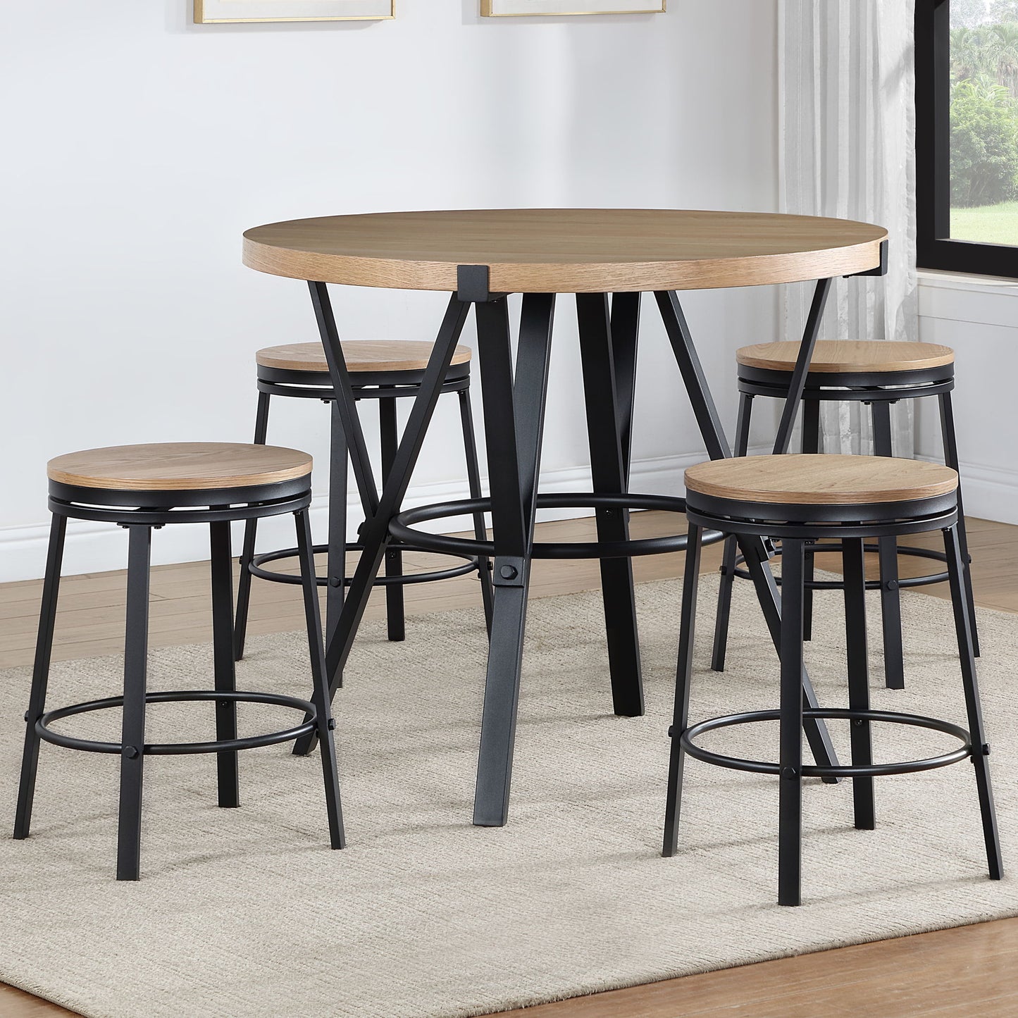 Magnolia - 5 Piece Counter Dining Set - Light Brown - Hornell Furniture Outlet