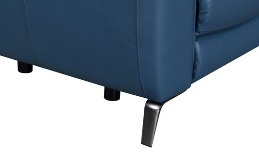 Sansa - Dual Power Reclining Loveseat With Console - Blue - Hornell Furniture Outlet