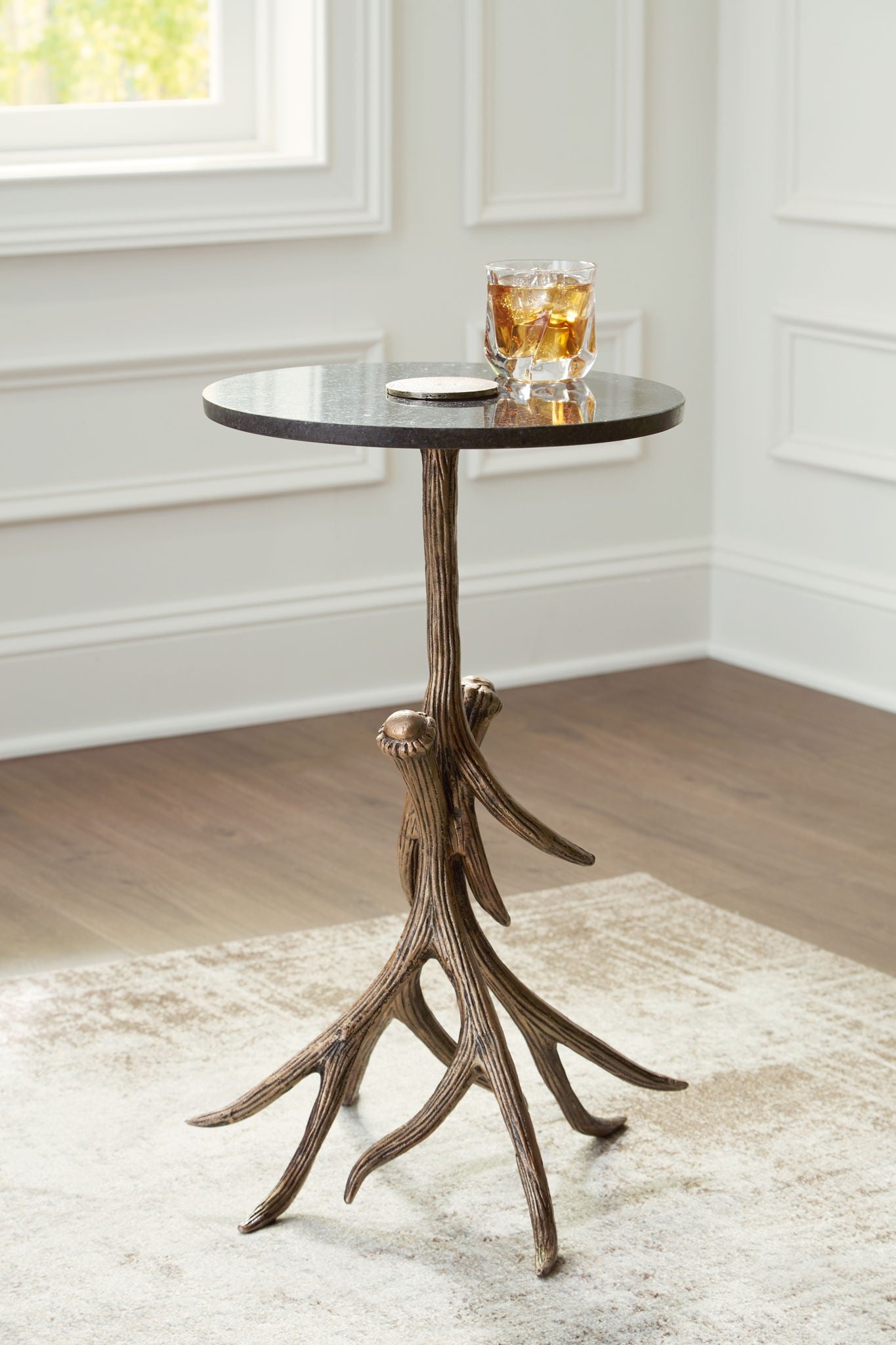 Lemkins - Black / Antique Gold Finish - Accent Table - Hornell Furniture Outlet