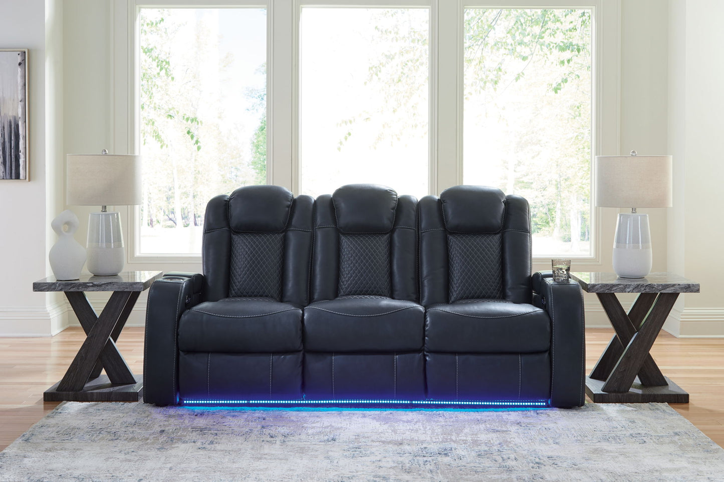 Fyne - dyme - Power Reclining Sofa With Adj Headrest - Hornell Furniture Outlet
