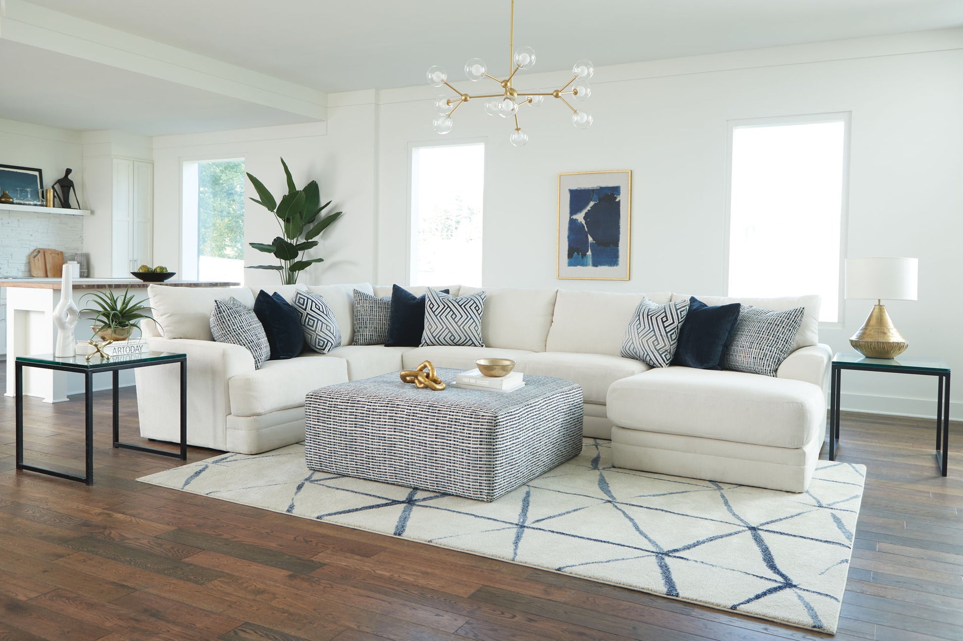 Polaris - Sectional With Comfort Coil Seating, 9 Included Accent Pillows And Included Cocktail Ottoman - Hornell Furniture Outlet