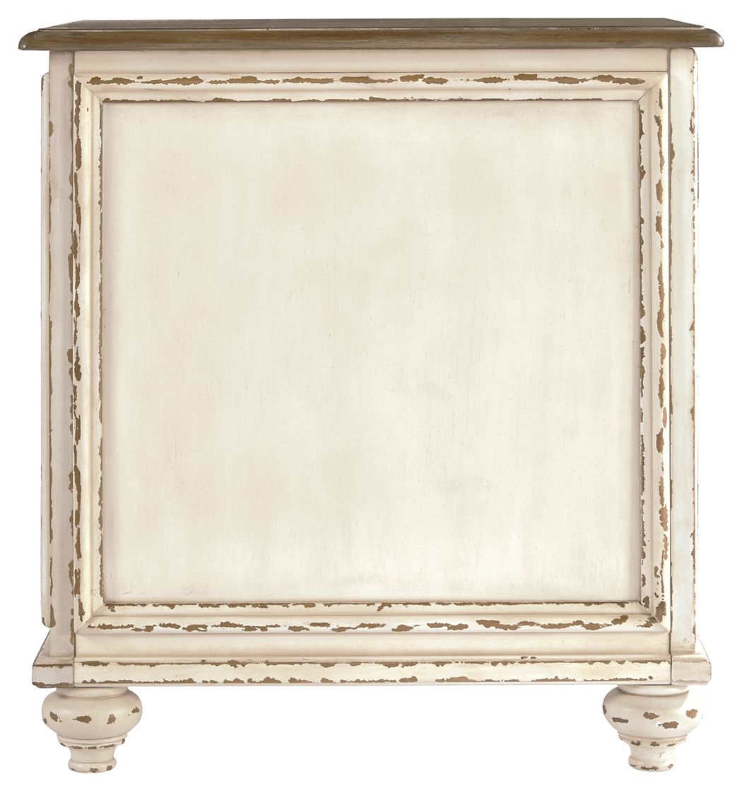 Realyn - White / Brown - Chair Side End Table - Insert Mirror - Hornell Furniture Outlet