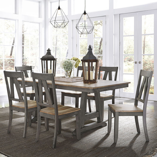 Lindsey Farm - Trestle Table Set - Hornell Furniture Outlet