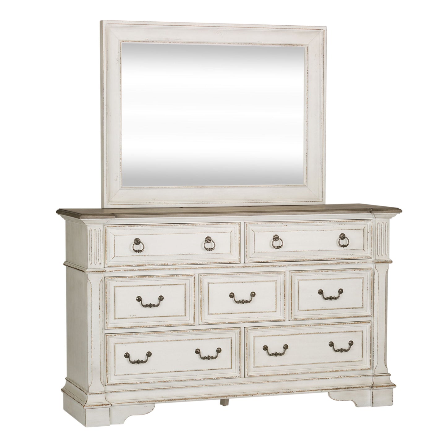 Abbey Park - Dresser & Mirror - White - Hornell Furniture Outlet