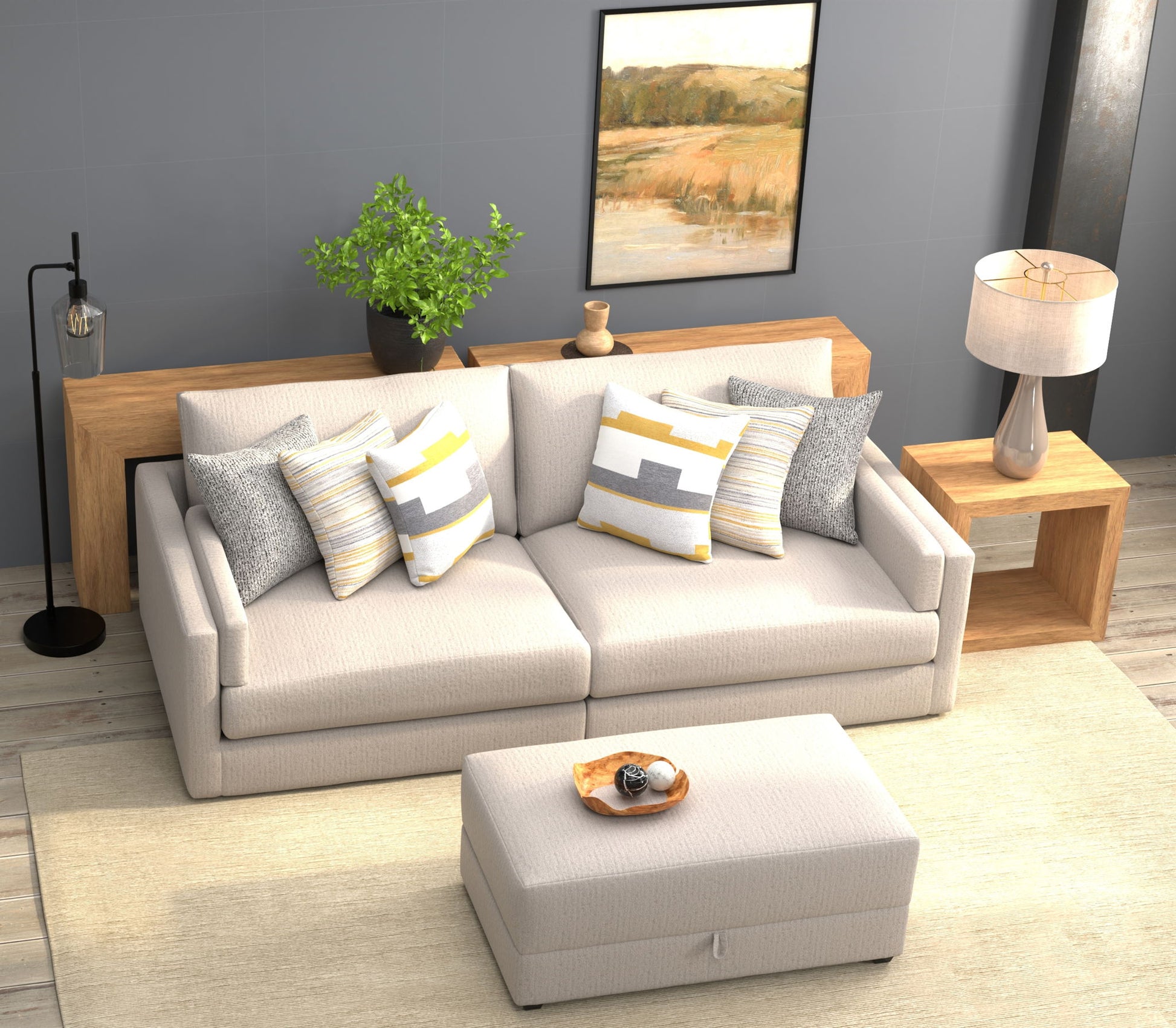 Trevor - Extra Deep Oversized Sofa With Included Storage Cocktail Ottoman - Hornell Furniture Outlet
