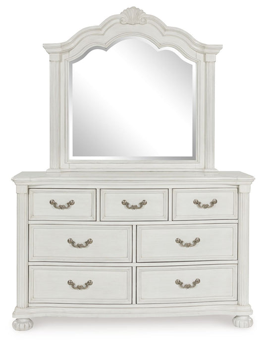 Montelaine - Antique White - Dresser And Mirror - Hornell Furniture Outlet
