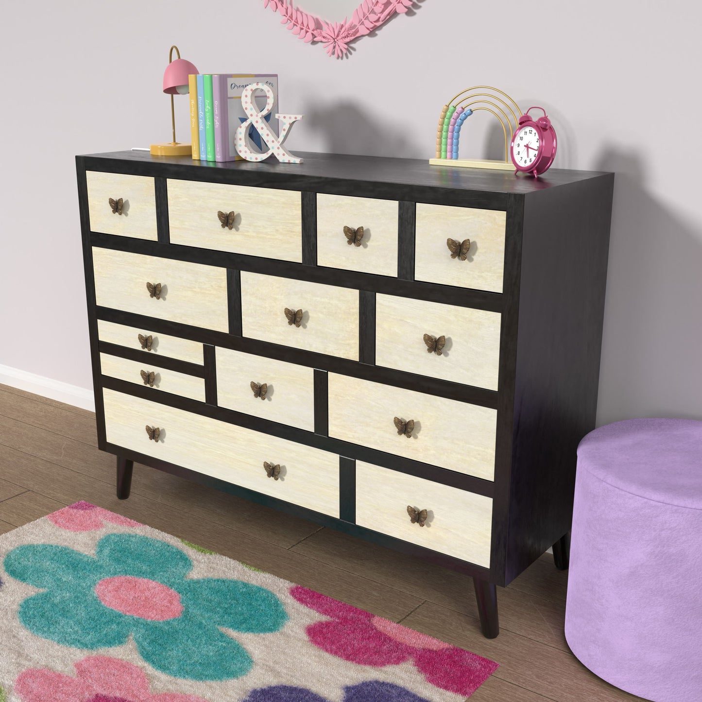 Papillon - 13 Drawers Sideboard - Black - Hornell Furniture Outlet