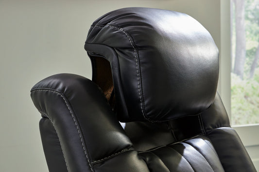 Caveman Den - Midnight - Power Recliner/ Adj Headrest - Hornell Furniture Outlet