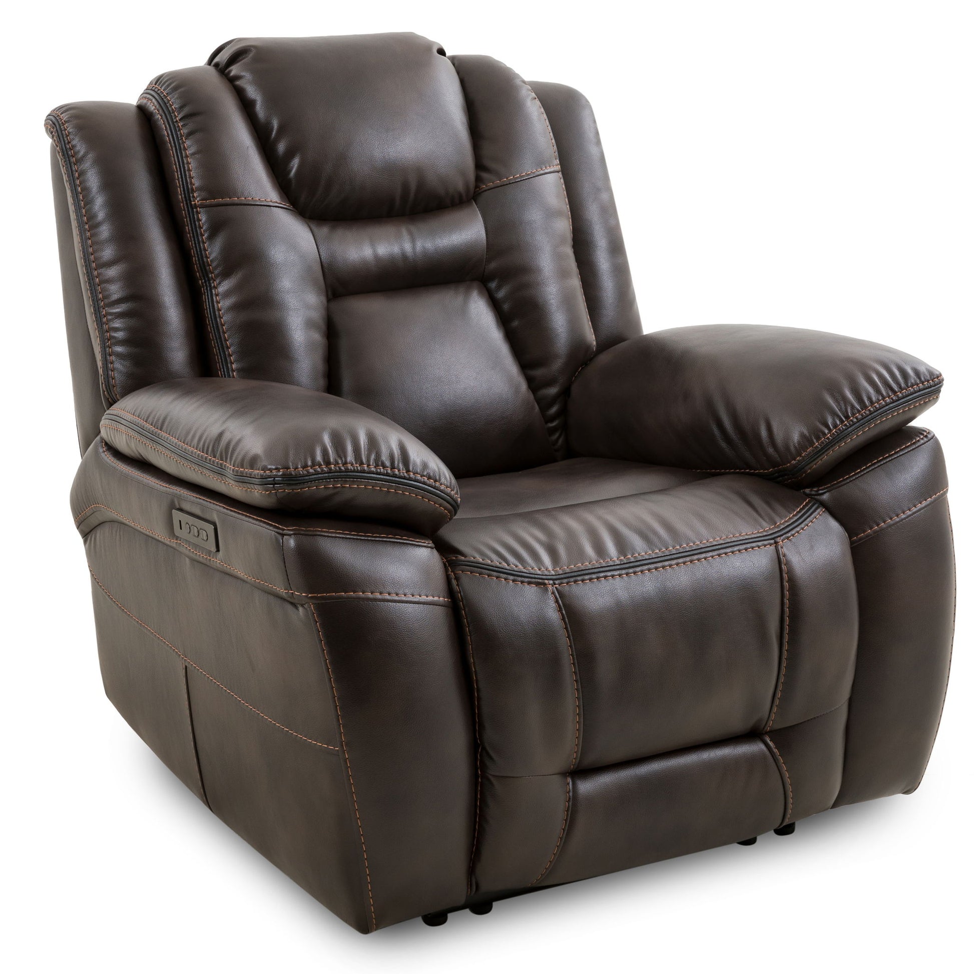Oportuna - Dual Power Recliner Coffee - Dark Brown - Hornell Furniture Outlet