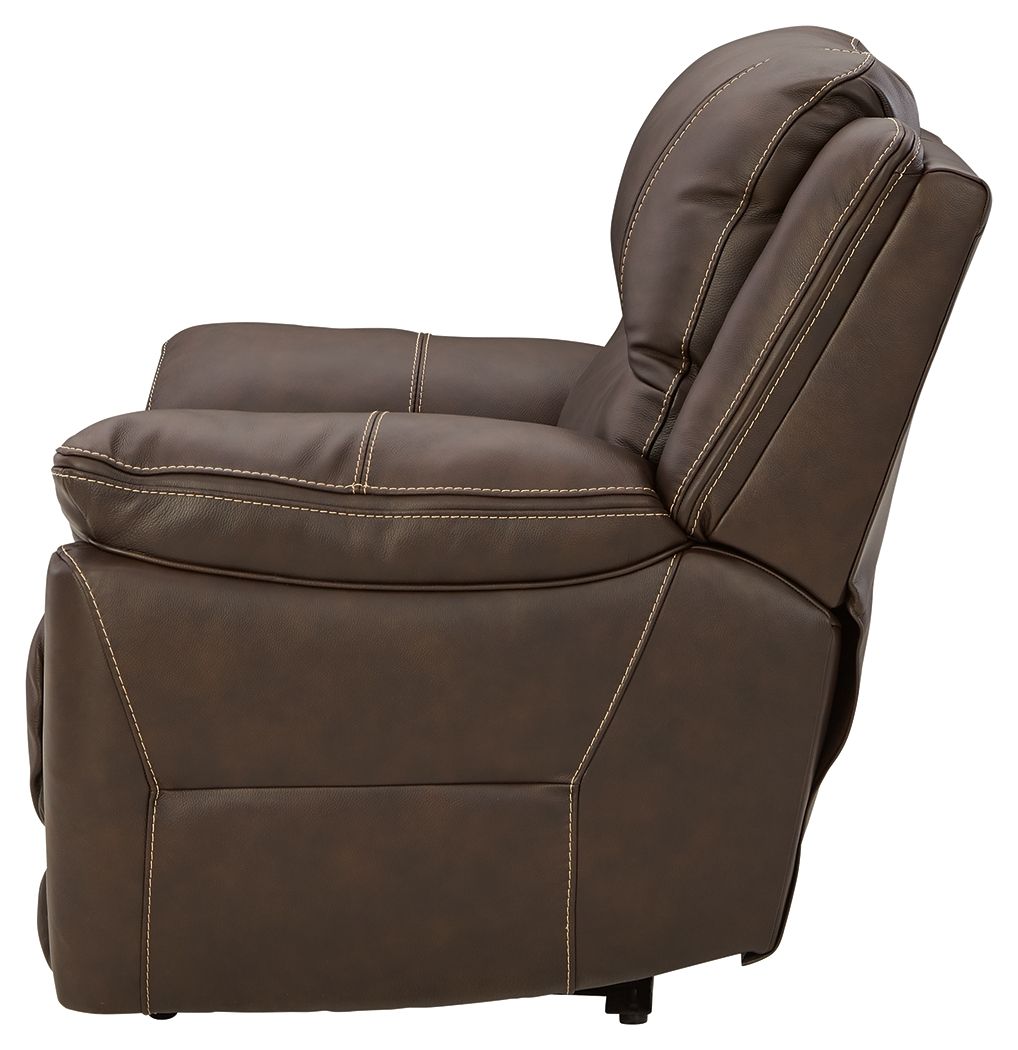 Dunleith - Chocolate - Zero Wall Recliner w/PWR HDRST - Hornell Furniture Outlet