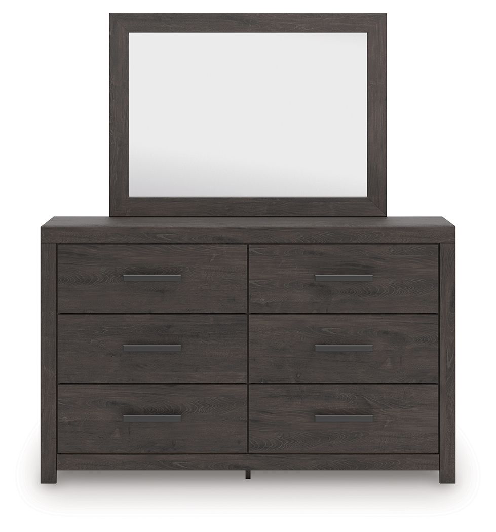 Prendonea - Charcoal - Dresser and Mirror - Hornell Furniture Outlet