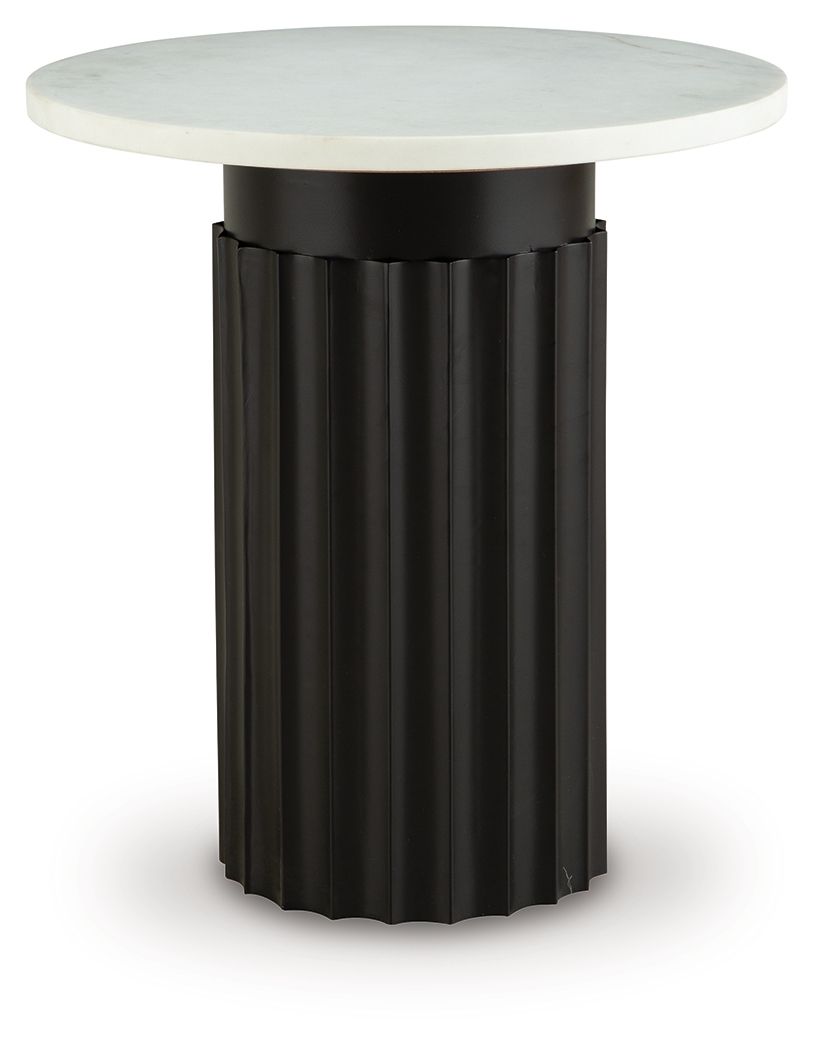 Wainstone - Black / White - Accent Table - Hornell Furniture Outlet