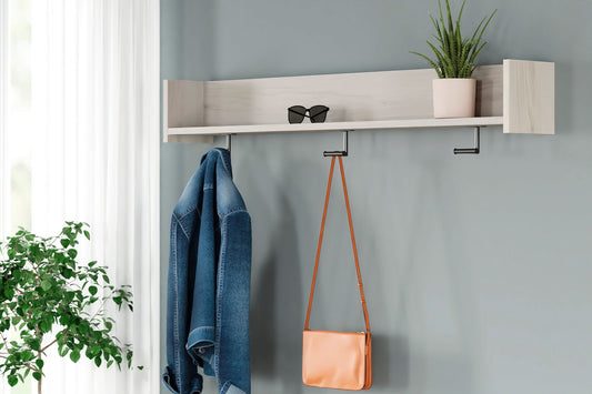 Socalle - Light Natural - Wall Mounted Coat Rack w/Shelf - Hornell Furniture Outlet