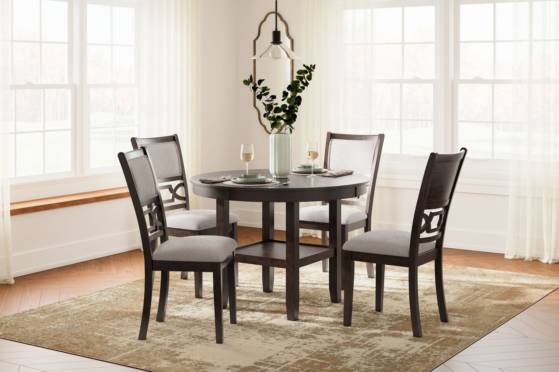 Langwest - Brown - Dining Room Table Set (Set of 5) - Hornell Furniture Outlet