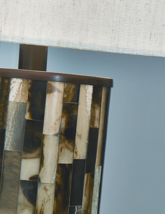 Ellford - Black / Brown / Cream - Poly Table Lamp - Hornell Furniture Outlet