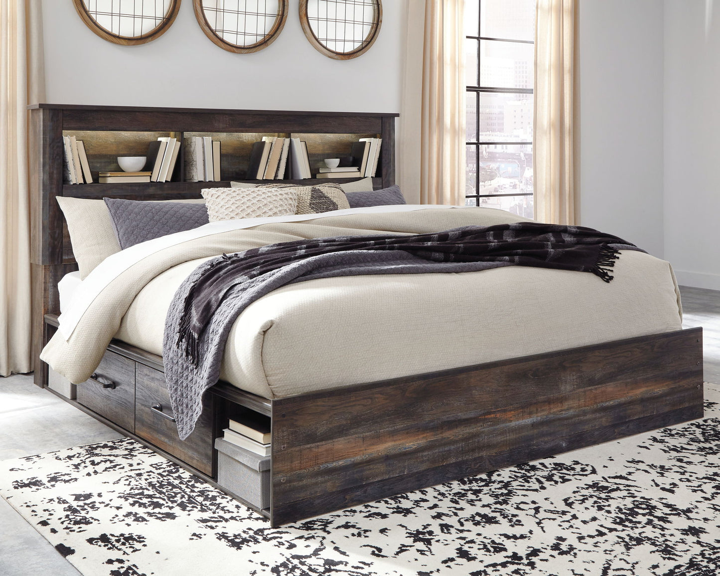 Drystan - Dresser, Mirror, Bookcase Bed Set - Hornell Furniture Outlet