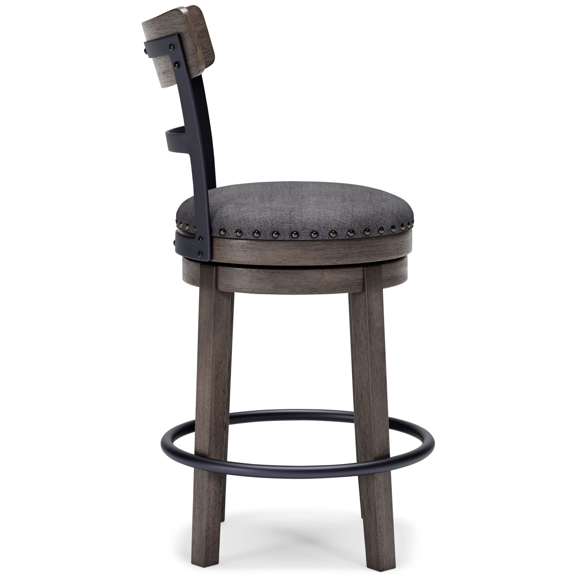 Caitbrook - Gray - UPH Swivel Barstool - Hornell Furniture Outlet