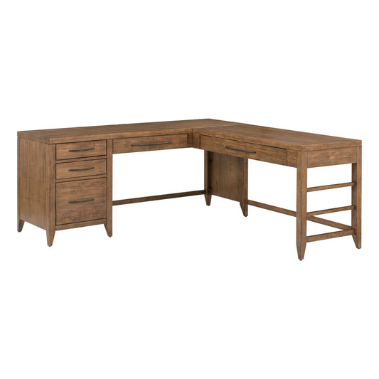 Shaker Lakes - L Shaped Desk Set - Harvest Brown - Hornell Furniture Outlet