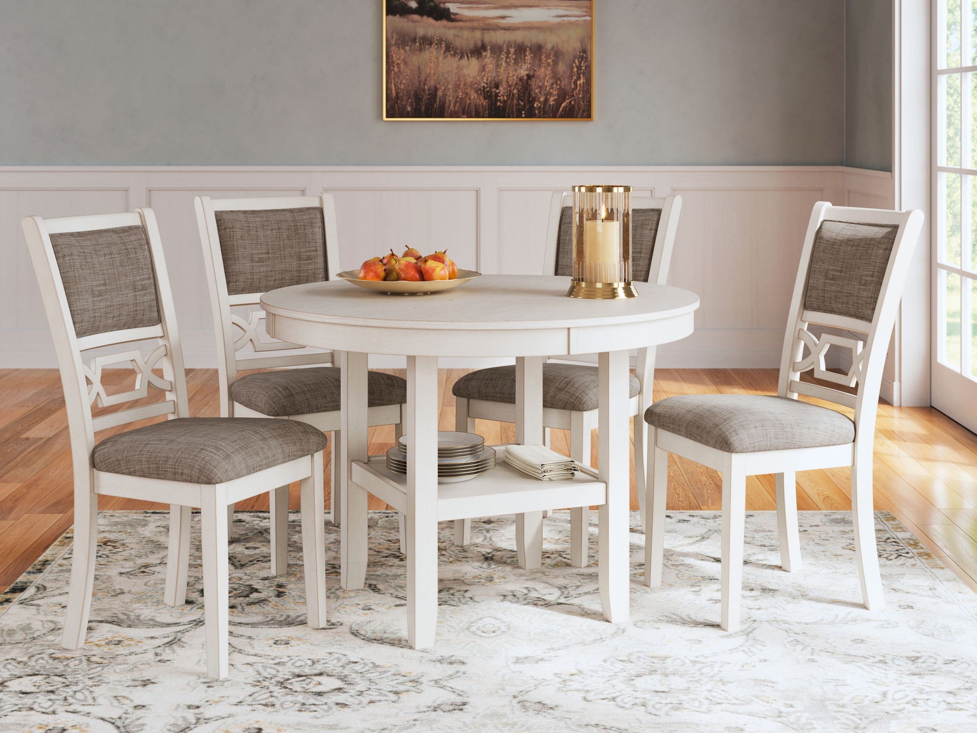 Erinberg - Antique White - Dining Room Table Set (Set of 5) - Hornell Furniture Outlet