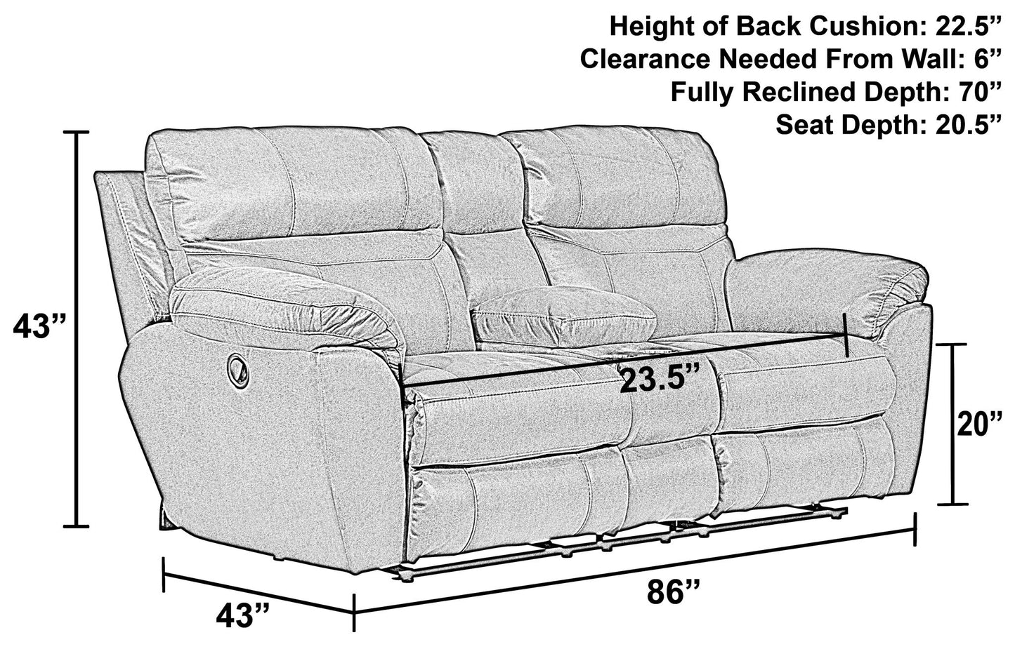 Atlas - Reclining Console Loveseat With Storage - Charcoal - Hornell Furniture Outlet
