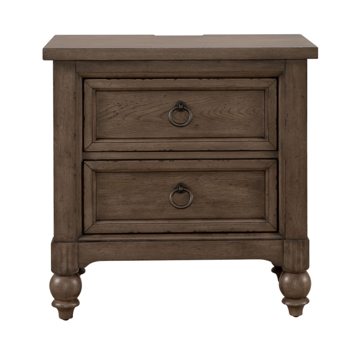 Americana Farmhouse - 2 Drawer Night Stand With Charging Station - Hornell Furniture Outlet