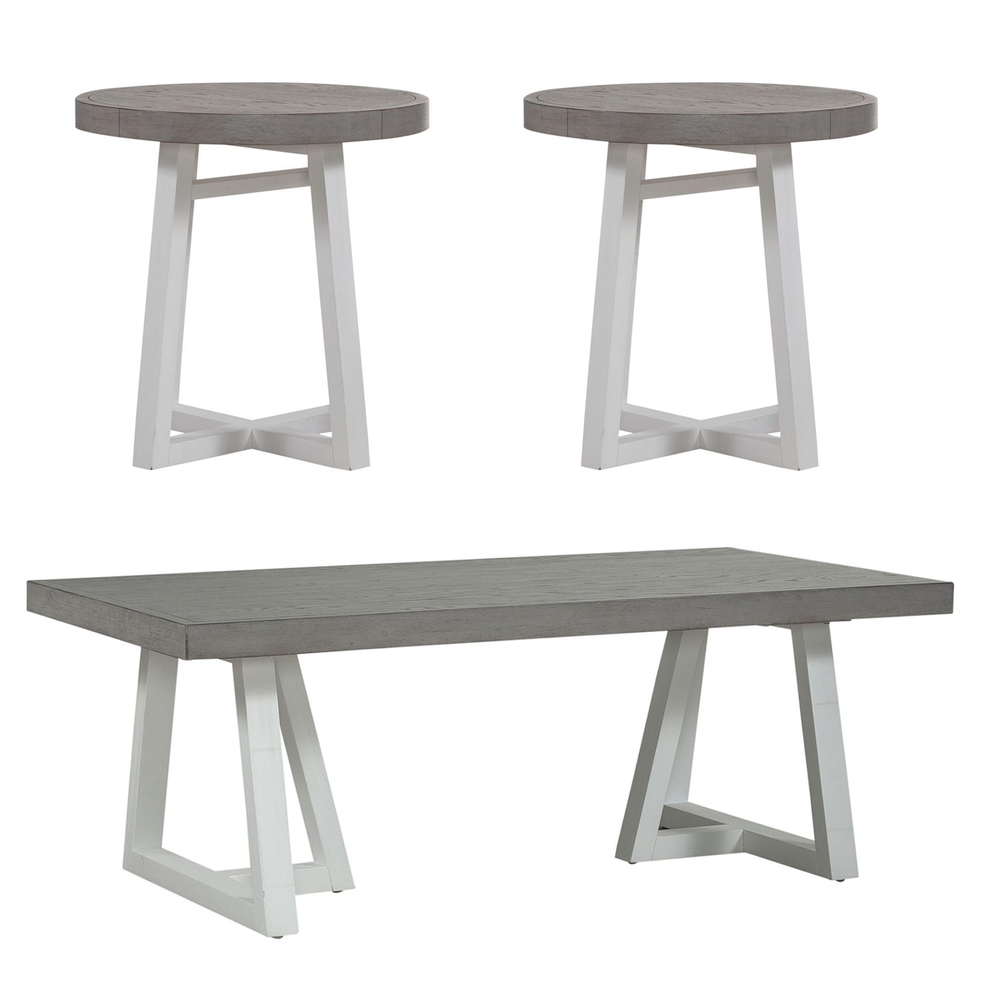 Palmetto Heights - 3 Piece Table Set (1 Cocktail 2 End Tables) - White - Hornell Furniture Outlet
