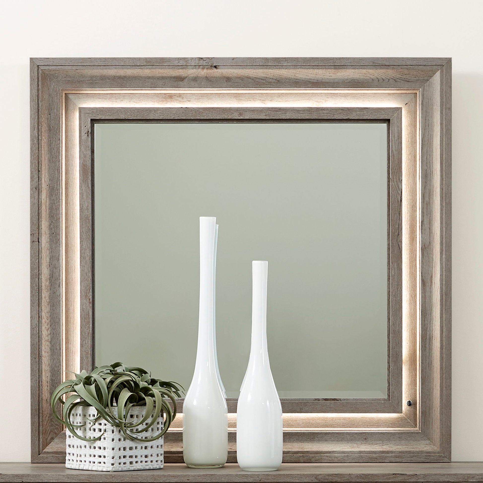 Horizons - Lighted Mirror - Gray - Hornell Furniture Outlet