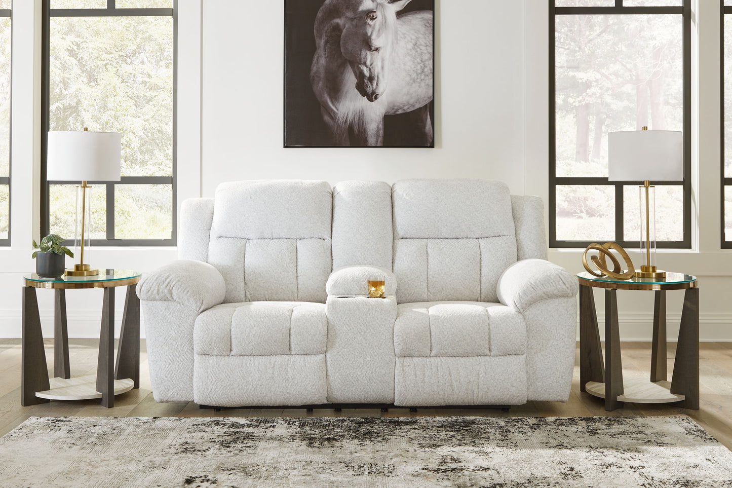 Frohn - Dbl Reclining Loveseat With Console - Hornell Furniture Outlet