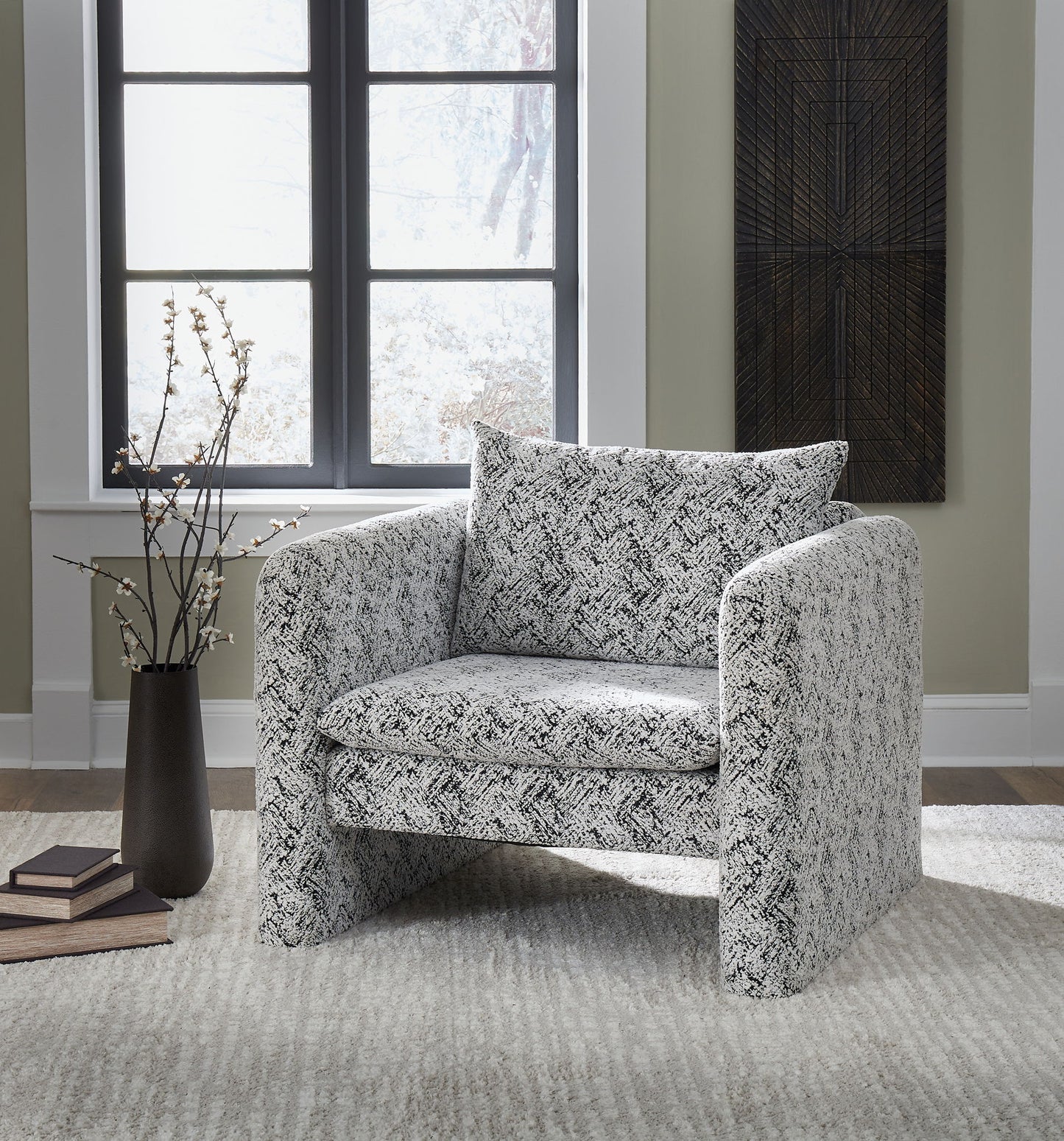 Kenbell - Black / White - Accent Chair - Hornell Furniture Outlet