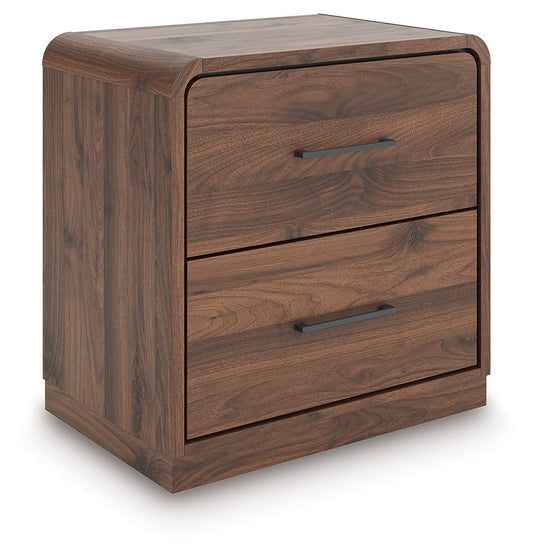 Fortlorn - Walnut Brown - Two Drawer Night Stand - Hornell Furniture Outlet