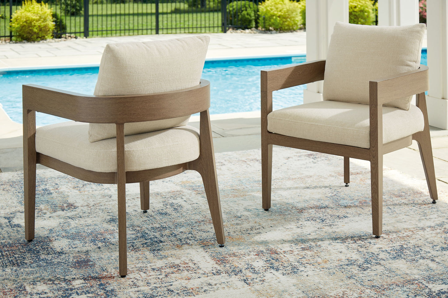 Serene Bay - Dark Brown / White - Arm Chair With Cushion (Set of 2) - Hornell Furniture Outlet