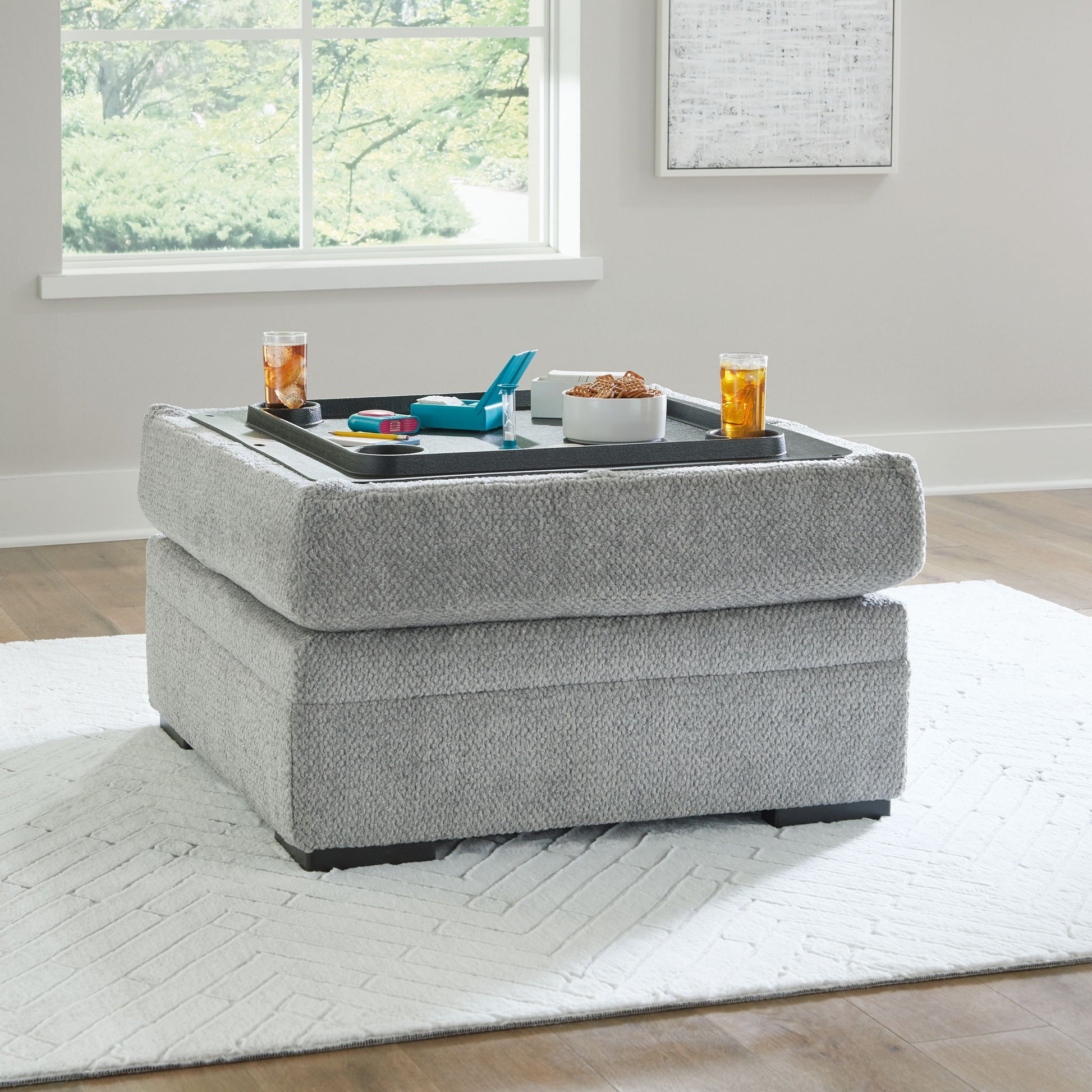 Casselbury - Cement - Ottoman With Storage - Hornell Furniture Outlet