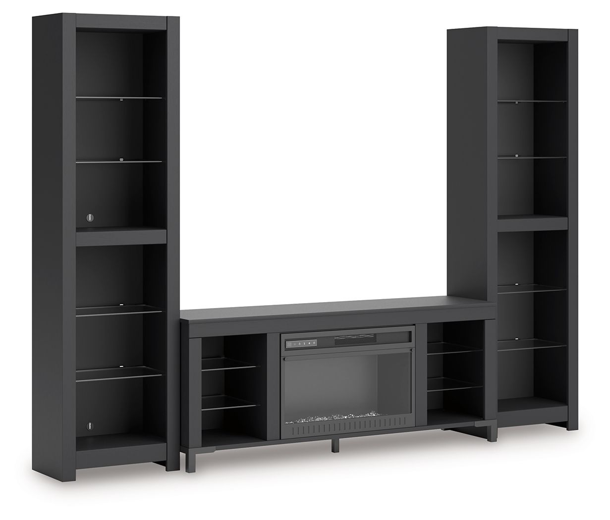 Cayberry - Black - 3 - Piece Entertainment Center With Electric Fireplace - Hornell Furniture Outlet