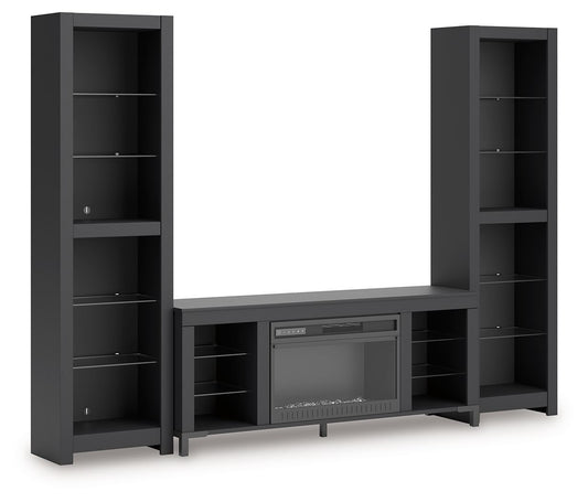 Cayberry - Black - 3 - Piece Entertainment Center With Electric Fireplace - Hornell Furniture Outlet