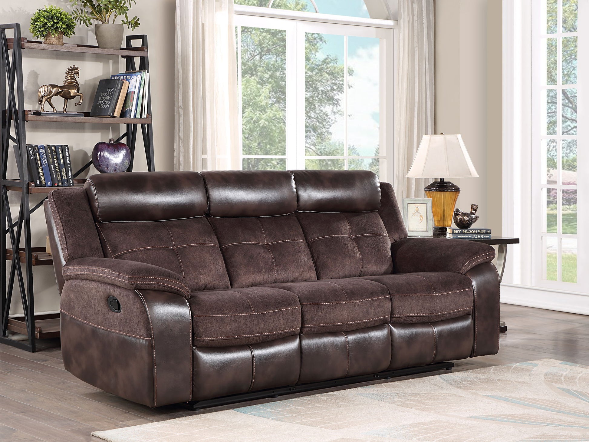 Pueblo - Manual Recliner Sofa - Dark Brown - Hornell Furniture Outlet