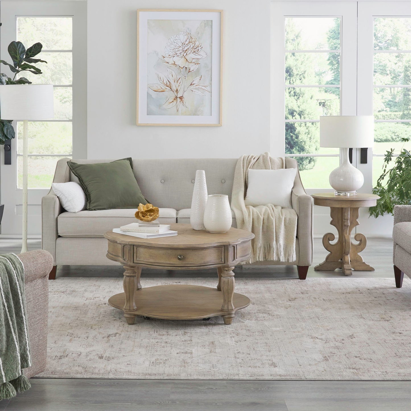 Magnolia Manor - 3 Piece Table Set (Round End Table) - Light Brown - Hornell Furniture Outlet