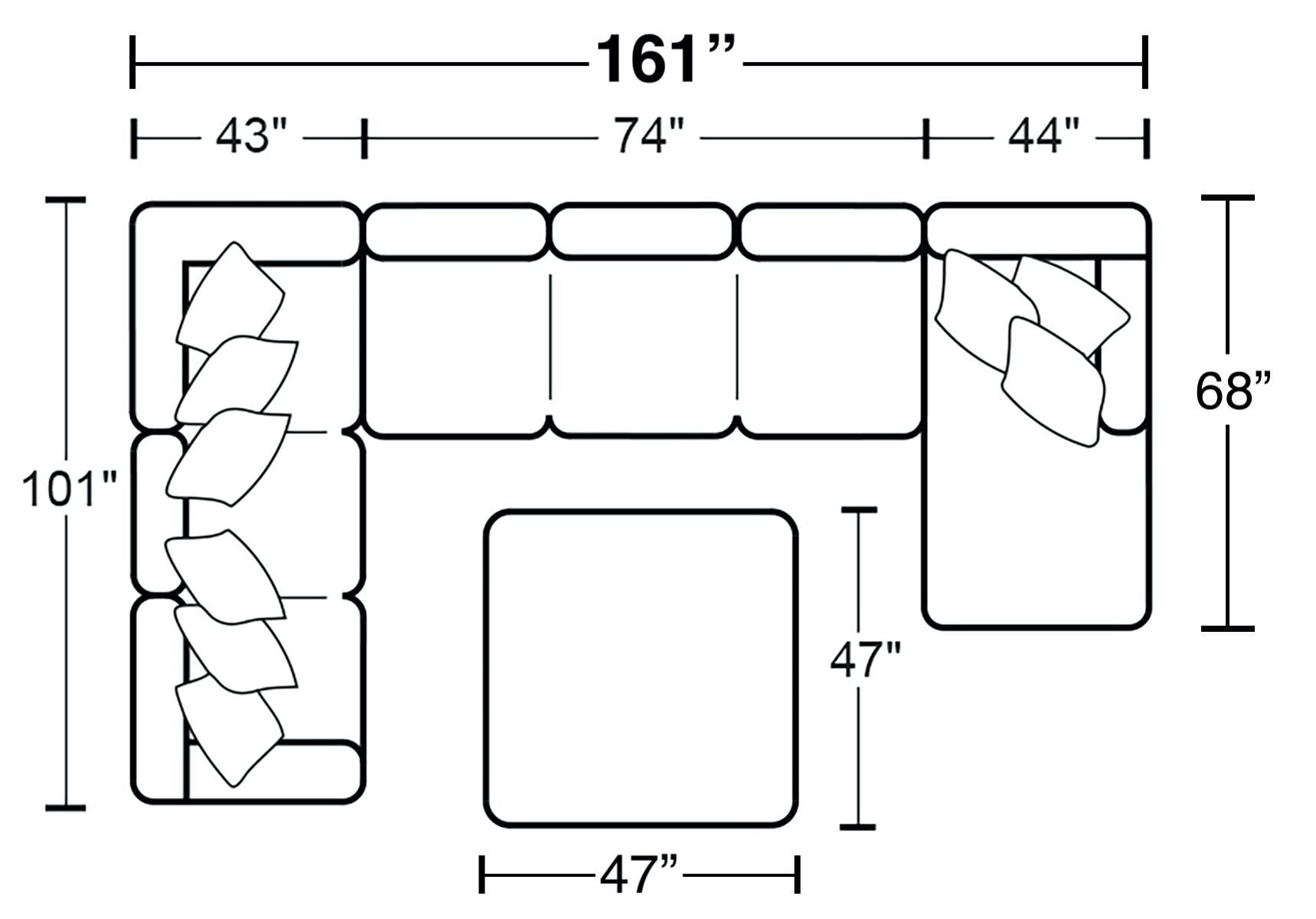 Glacier - Sectional With Cocktail Ottoman - Hornell Furniture Outlet