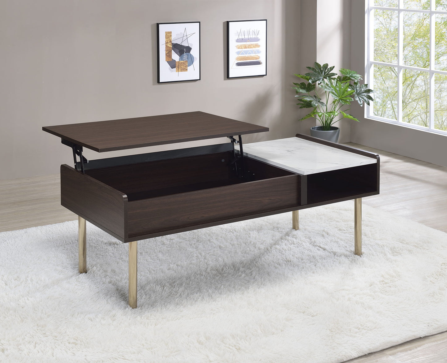 Carrie - Lift - Top Coffee Table - Brown - Hornell Furniture Outlet