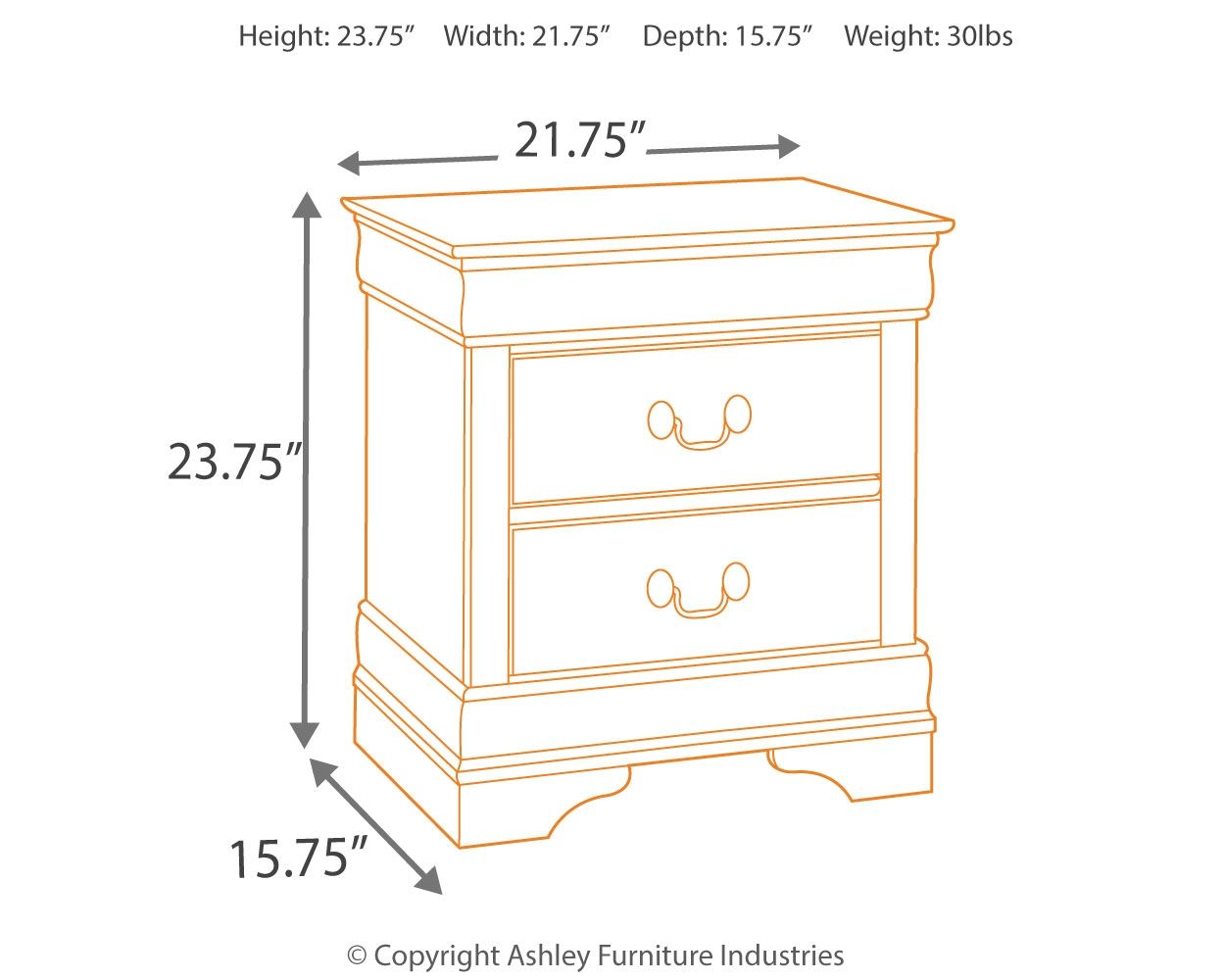 Alisdair - Reddish Brown - Two Drawer Night Stand - Hornell Furniture Outlet