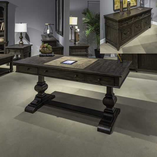 Paradise Valley - 2 Piece Home Office Desk Set - Dark Brown - Hornell Furniture Outlet