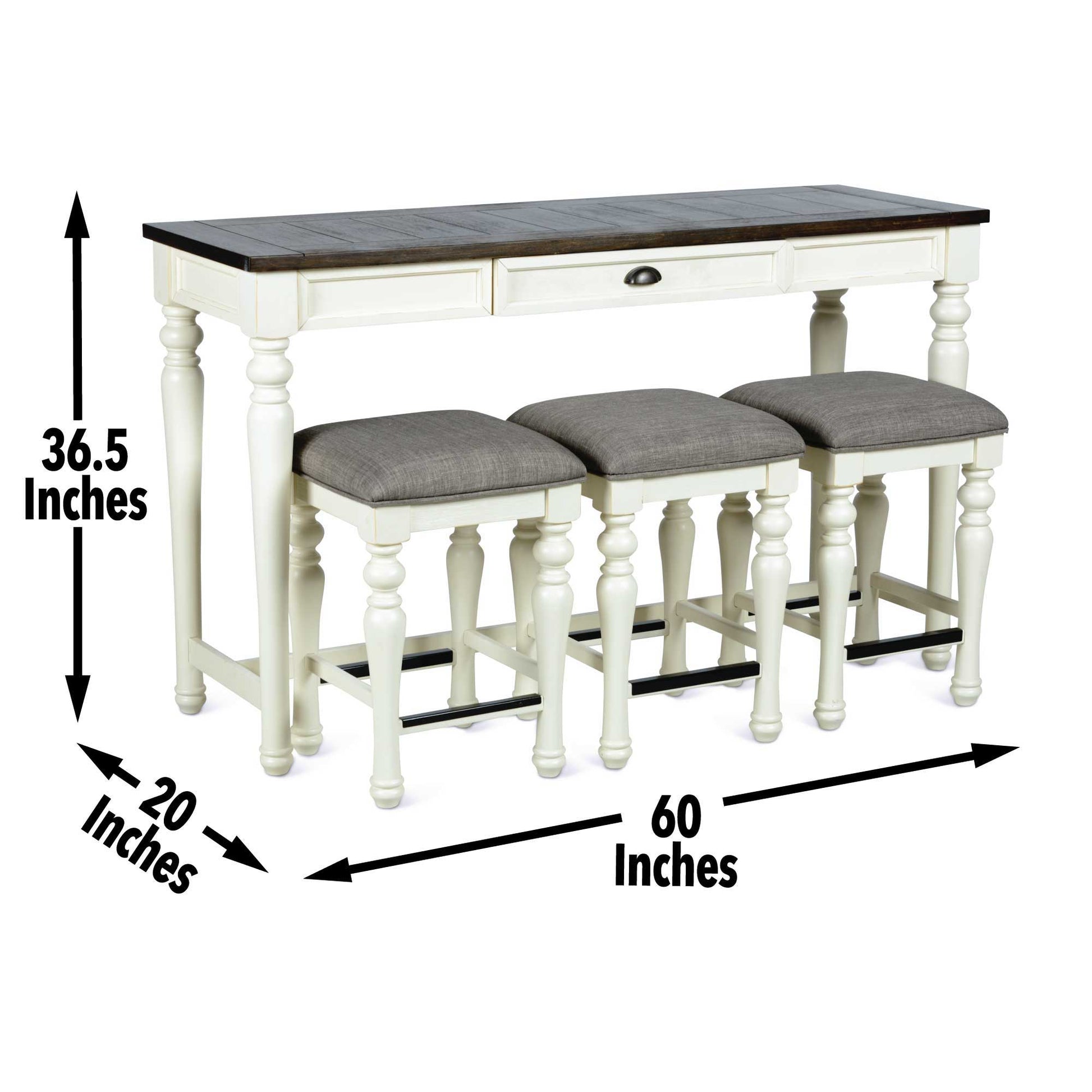 Joanna - 4 Piece Bar Set - White - Hornell Furniture Outlet