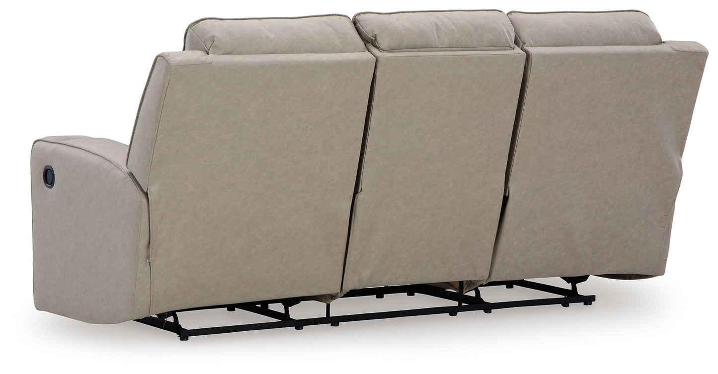 Lavenhorne - Pebble - Rec Sofa W/Drop Down Table - Hornell Furniture Outlet