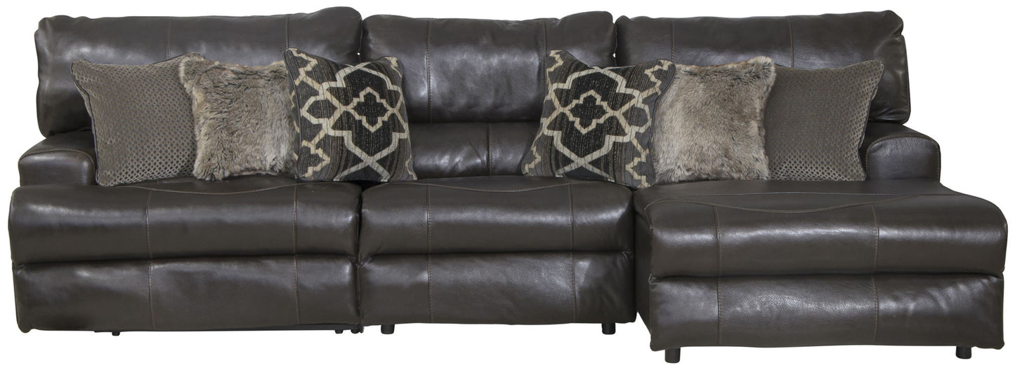 Como - 3 Piece Italian Leather Match Reclining Sectional - Hornell Furniture Outlet