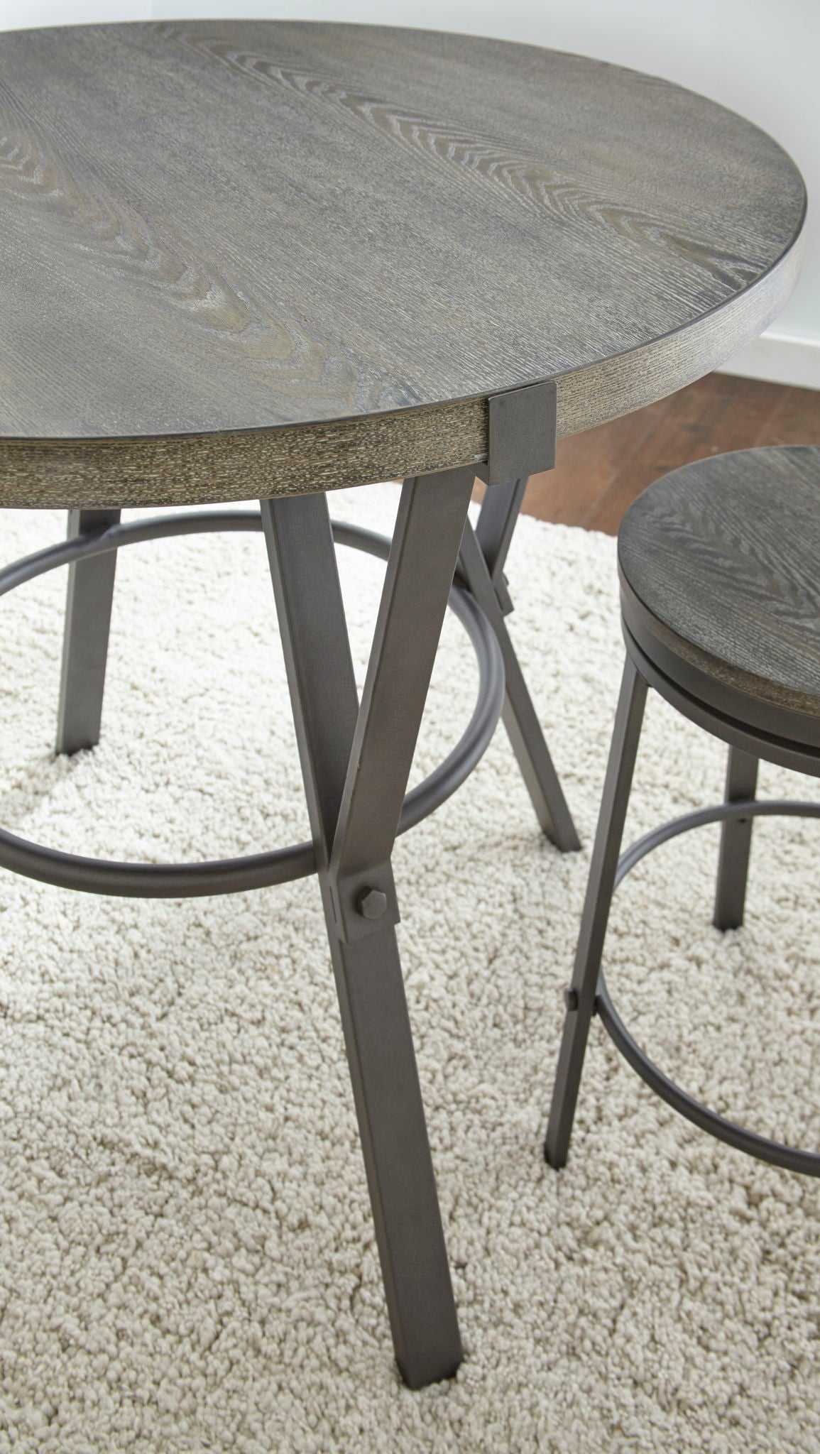 Portland - Round Counter Table - Dark Gray - Hornell Furniture Outlet