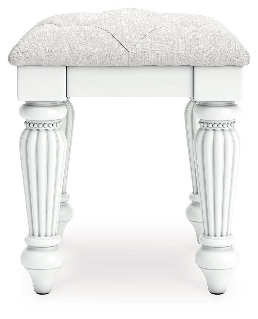 Kozlani - Vanity Upholstered Stool - White - Hornell Furniture Outlet