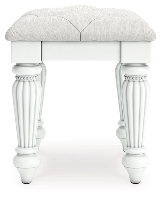 Kozlani - Vanity Upholstered Stool - White - Hornell Furniture Outlet