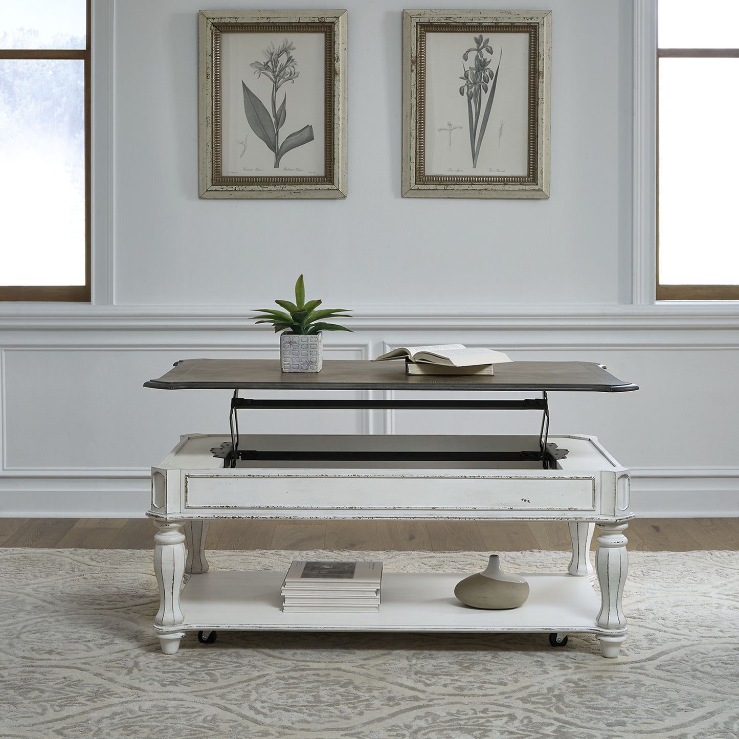 Magnolia Manor - Lift Top Cocktail Table - White - Hornell Furniture Outlet